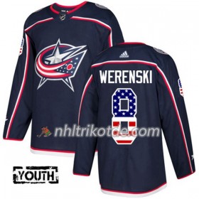 Blue Jackets Trikot Zach Werenski 8 Adidas 2017-2018 Marineblau USA Flag Fashion Authentic - Kinder